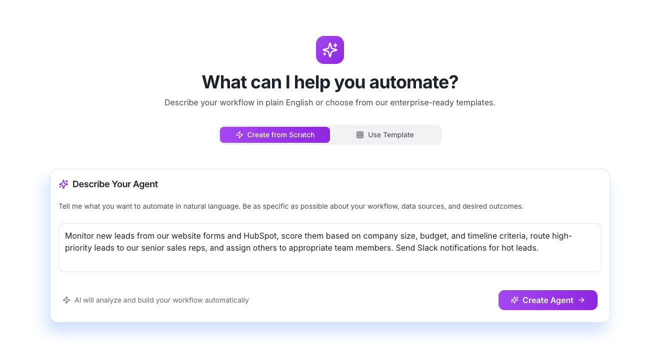 Mica AI Lead Qualification Routing Setup Interface
