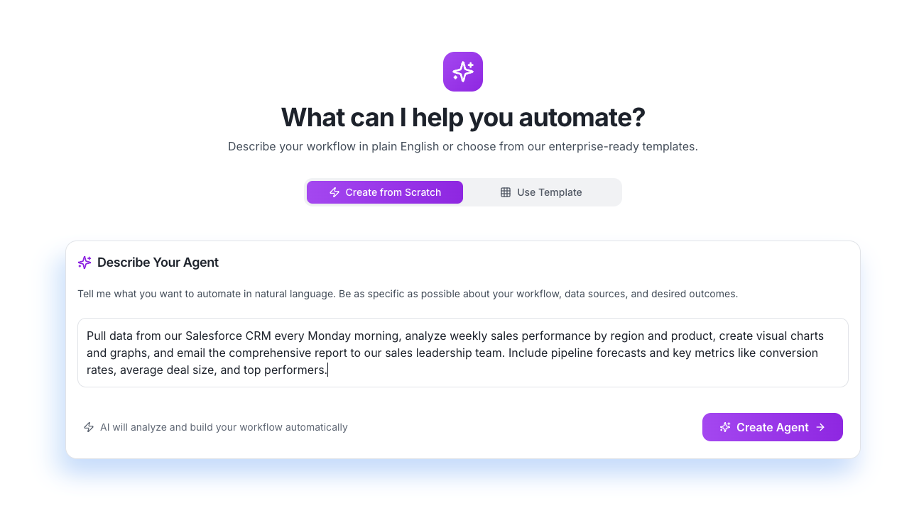 Mica AI Sales Reporting Setup Interface